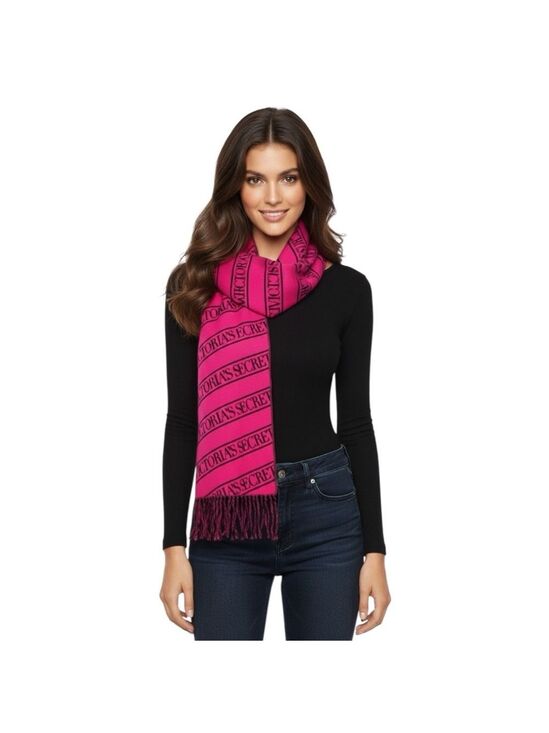 Victoria's Secret Accessories - NWT NEW Vintage Victoria’s Secret Hot Pink Black Double Sided Scarf